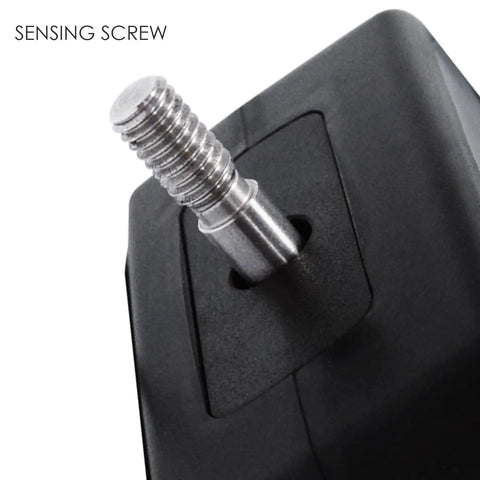 Close-up of the sensing screw on the Dead On Digital Force Gauge Push Pull Meter With Data Memory 50KgF 490N 110LbF.