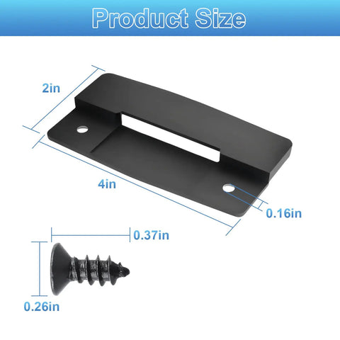 Two Pack Sliding Screen Door Pull Set For A111 Replacement, black plastic handle with screw, 4x2 inches, product size diagram