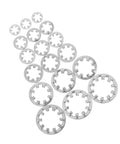 Internal Tooth Lock Washers Star Serrated Stainless Steel Assortment Kit 300 Pack Heavy Duty Fasteners displayed in various sizes
