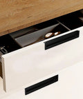 Rock Solid Zinc Alloy Recessed Handles For Kitchen Cabinets Set Of Two Black Inset Hidden Flush Drawer Pulls featuring sleek design on drawer.