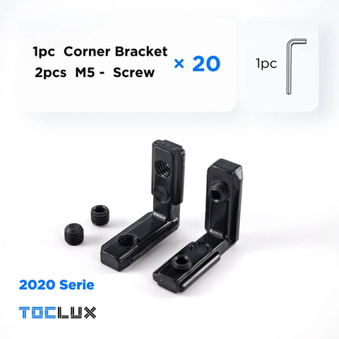 Badass 2020 Aluminum Extrusion Hidden Connector Kit With Black Coated L Shape Brackets Hex Screws And Allen Wrench For Smooth 6mm T Slot Fabrication Modding