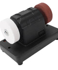 Heavy Duty 3 Inch Mini Bench Grinder Built For The Daily Grind Boasting A Beefy All Copper Motor With Smooth Variable Speed Tuned From 2000 To 6000 RPM Fully Cordless Setup, featuring two grinding wheels.
