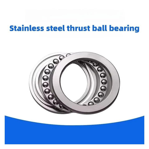 Built Like A Tank Stainless Steel Flat Thrust Ball Bearing Set Waterproof Heavy Duty Precision Bearings Smooth Operation Rugged Industrial Grade Rock Solid Performance Pack showcasing three stainless steel thrust ball bearings.
