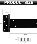 Straight Up 8 Inch Heavy Duty Gate Hinges 4 Pack Black Steel Door Hinges 300 Lb Capacity Built Tough For Outdoor Fences size dimensions diagram with mounting screws.