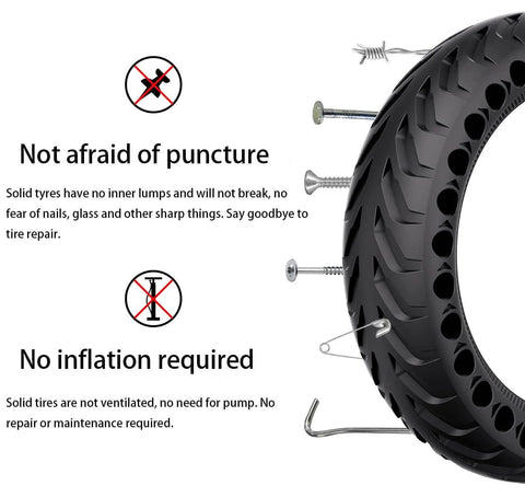 Side view of Two Pack Ready To Roll 50/75-6.1 Inch Solid Scooter Tires For All 8.5 Inch Electric Scooters Replacement Wheels