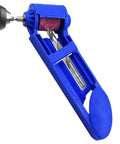 Rugged Cordless Angle Grinder Kit attachment with blue holder and pink grinding wheel for high speed cutting.