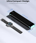 Ultra Portable Bluetooth Thermal Printer For Travel And On The Go Home Use, Inkless Printing On 8.5 By 11 Letter Paper, shown next to watch