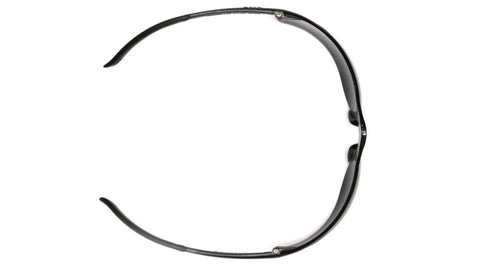 Built Tough Ztek Safety Glasses With IR Coated Clear Lenses And ANSI Z87 Certification viewed from above, highlighting rubber tips.