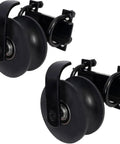 Rock Solid 5 Inch Sliding Gate Rollers With Greaseless Ball Bearings Runs Like A Champ Heavy Duty Galvanized Steel Chain Link Gate Wheels Fit 1 7 8 Inch Pipe Track And 1 5 8 Inch Frame 2 Pack Black close-up of two black nylon gate rollers