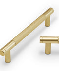 30 Pack 5 Inch Brushed Gold Knurled Cabinet Handles And Drawer Pulls Heavy Duty Slick Finish Kitchen Cupboard Hardware close up view