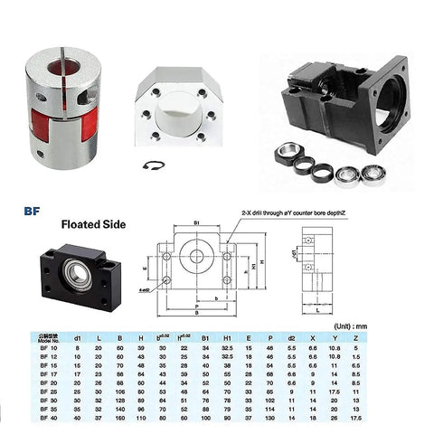 Top Shelf Cnc Ball Screw Kit With Dead Zero Play Anti Backlash Engineering 20Mm Sfu2005 Precision Shaft showing components and technical drawings.