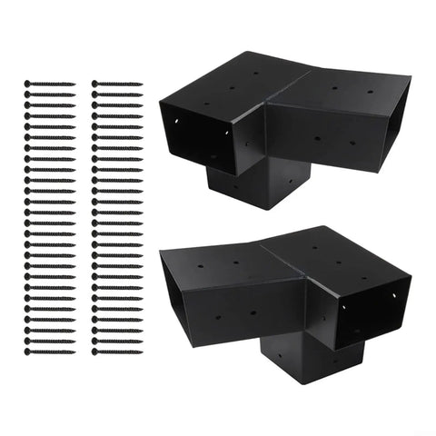 Slanted Roof Pergola Heavy Duty Bracket Kit With 3 Way And Single Direction Wall Mount Steel Black Brackets For Wood Posts Backyard Gazebo And Porch Left 15 Degree Right 15 Degree