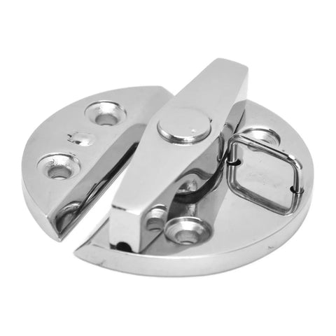 Rock Solid Heavy Duty Marine Grade 316 Stainless Steel Round Twist Button Catch Latch Hardware For Boat Door Cabinet Hatch close-up view.