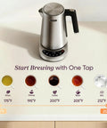 Fast Boiling 1.7L Electric Kettle With Plastic Free Interior And 5 Presets For Tea And Coffee on counter display.