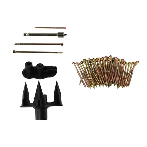 Squeaky Floor Repair Kit With 250 Screws And Precision Tools for hardwood, softwood, carpeted, and vinyl floors shown in a set