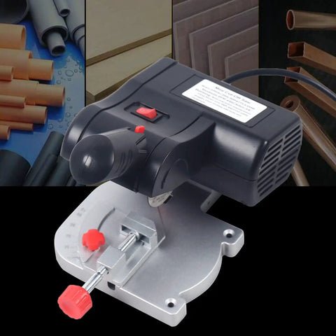 Top Shelf Mini Bench Cut Off Saw With Buttery Smooth Blade Swap And Rock Solid Countertop Clamps For Precision Angled Cuts On Wood Metal Plastic And Glass with adjustable clamps.