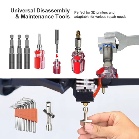 Goes Hard 82 Piece 3D Printer Tool Kit With Rugged Carry Case For Nozzle Sweeping Print Removal And No Sweat Daily Repairs Brushes Needles Cutter disassembly tools including screwdrivers and hex keys.
