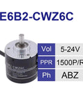 2500P Rotary Encoder 5 24V DC NPN Output With 2M Lead E6B2CWZ6C Compatible, beefy metal housing, close-up view
