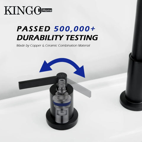 Widespread Three Hole Brushed Gold Bathroom Faucet With Two Handles Modern Brass Vanity Sink Faucet durability testing image