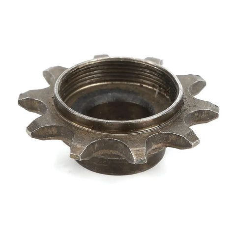 Front Sprocket For 415 Chain With Ten Teeth Iron Alloy Build For 2 Stroke Motorized Machines, side view showing 10T design.