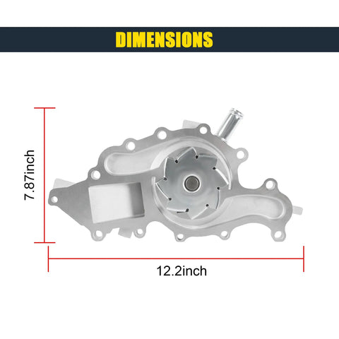 Premium Water Pump With Gasket Kit Direct Fit Replacement For Ford Ranger 1995-2008 Aerostar 95-97 And Mazda B3000 3.0L V6 Engine dimensions shown