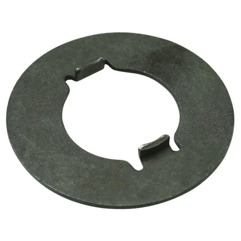 Steel retaining washer for front steering suspension repair kit, used for secure component mounting.