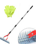 Beast Dethatching Rake For Lawns, 15-Inch Wide With Adjustable Steel Teeth And 70-Inch Stainless Handle, includes gloves