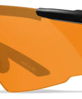 Badass Tactical Shooting Safety Glasses With Interchangeable Lenses, matte black frame, orange lens, with clear and smoke viz shields