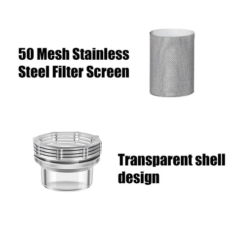 Water Pump Filter 50 Mesh Stainless Steel Screen 255213 with transparent shell design for easy visual monitoring