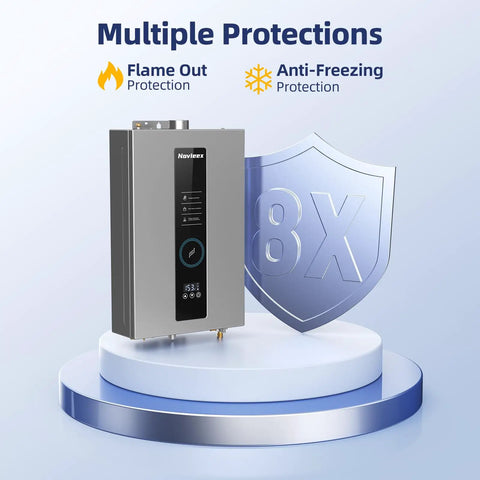 Premium Propane Tankless Water Heater Delivers Rock Solid 3.6 Gpm Instant Hot Water for family with flame out protection features.