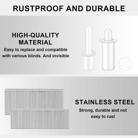 High-quality rustproof material showing plantation shutter components for Pro Grade Plantation Shutter Repair Kit With Heavy Duty Louver Staples And Snap In Place Spring Pins For Window Hardware Refresh Zero Point Seven Five Inch And Zero Point Six Inch Mixed Sizes No Sweat Fix.