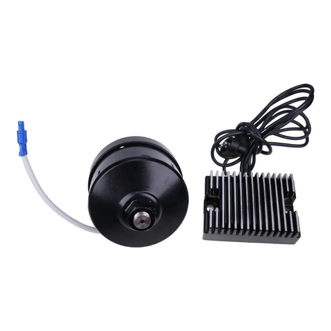 Premium Black 17 Amp 12 Volt Alternator Generator Conversion Kit For Harley Davidson G XL FL W Vintage Bikes Smooth Rolling Bolt On Swap Includes Voltage Regulator, includes alternator and voltage regulator.