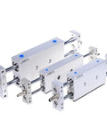 Shop Floor Bad Boy Double Acting Pneumatic Cylinder With Dual Rod Slide Tab Mount Knockout Air Actuator For Heavy Duty Push Pull And Smooth 10 To 25mm Bore Ops displayed in multiple sizes.
