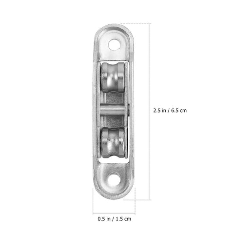 Heavy Duty 4 Pack Window Sash Pulley Wheels With Double Bearing Nylon Rollers For Smooth As Butter Gliding Sliding Doors And Glass Tracks, silver gray double roller design.