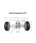 Heavy Duty Dual Pneumatic Gate Carrier Wheels For Chain Link Fences 18 Inch Width, showing dual tire design and measurements.