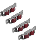 Heavy Duty Sliding Door Pulley Double Wheel Roller set with red wheels and stainless steel, designed for smooth track operation.