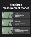 Straight Up 50N Digital Force Gauge Push And Pull Tester Meter display showing three measurement modes with detailed descriptions.