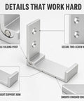 Legit Heavy Duty Folding Wall Hooks 4 Pack Silver Aluminum Alloy Flip Down Coat Rack smooth finished edges and stable pivot.