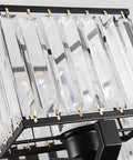 Close-up of Square Crystal Pendant Light With Solid Wrought Iron Build and Energy Saving Lamps showcasing crystal detail.
