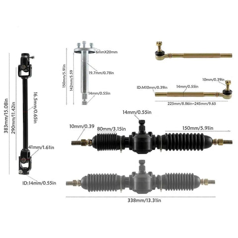 Dimensions and components for 32 Inch Rear Axle Kit With Brake Caliper Sprocket Hub Pro Grade Racing Wheels And Rain Tires
