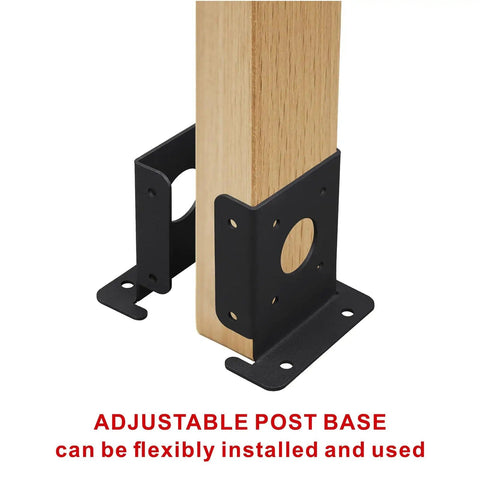 8 Pcs Adjustable Wood Fence Pergola Post Base Brackets Kit Fit 4x4 Posts Actual 3.5x3.5 Inches Black Heavy Duty Post Anchor Base Brackets For Deck Railing