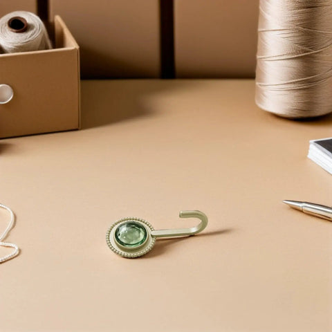 Pack Of 4 Self Adhesive Wall Hooks Featuring A Vintage Diamond Design sitting on a neutral surface with sewing tools.