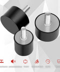 Heavy Duty Rubber Vibration Isolators To Beat The Rattle On Your Rig For Generators And Pumps With M5 Stud Mounts For Smooth Engine Operation And 15 X 20mm Cushioning Setup, showing three rubber mounts.