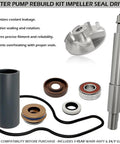 Slick Heavy Duty Water Pump Rebuild Kit Featuring Tough Impeller Shaft And Fast Acting Seal Driver Tool for Polaris. Includes impeller, shaft, seals.