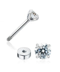 Nailed It 20G Titanium Screw Back Earrings For Sensitive Ears Men Women Hypoallergenic Nickel Free Implant Grade F136 Titanium with gem