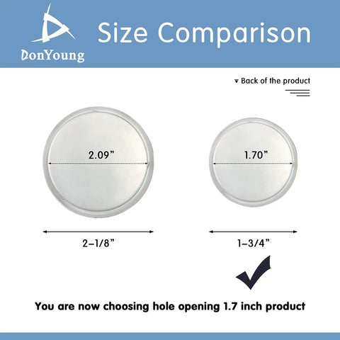 Size comparison of Four Piece Round Recessed Finger Pull Handles For Closet Doors And Cabinet Upgrades Featuring Satin Nickel Finish.
