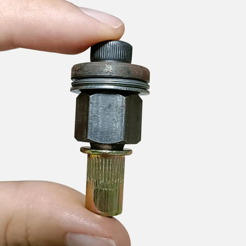 Close-up of Rivet Nut Kit M3 to Drill Attachment for DIY Auto Projects sturdy mandrel shown in hand
