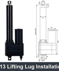 Rugged Electric Linear Actuator DC 12V Powerhouse Delivering 10000N Thrust And 1000Kg Push Capacity With Precision Motion Control Perfect For Heavy Loads And Automation Builds Grab Your Stroke Size Today. Image shows actuator with detailed dimensions.
