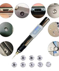Rechargeable Broken Screw Extractor Kit Featuring Four Precision Grinding Heads For Stripped iPhone And Laptop Repair Tools with blades and precision tips.