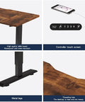 Rock Solid 48 By 24 Inch Electric Height Adjustable Standing Desk With Native Type C Fast Charging Port showing touch screen controller and metal legs.